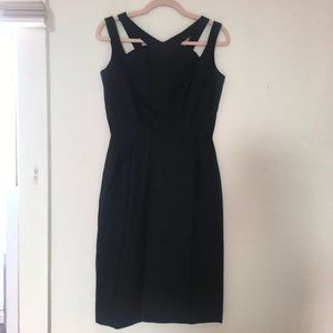 1950's Vintage Estevez for Genelle Black Cocktail Dress Cutout Neckline Womens